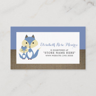 Carte D'accompagnement Blue Fox Burlap Baby shower Registre des cadeaux