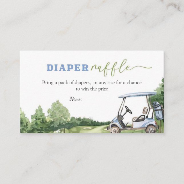 Carte D'accompagnement Blue Golf Baby shower Diaper Raffle (Devant)