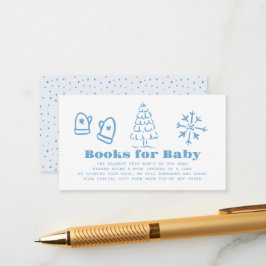 Carte D'accompagnement Blue Hand-Drawn Winter Baby Shower Book Request