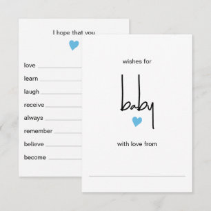 Carte D'accompagnement Blue Heart Wings For Baby Boy Shower Game