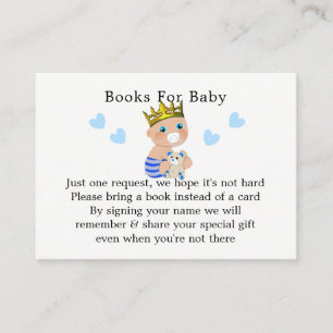 Carte D'accompagnement Blue Hearts Prince Baby Boy Douche Demande de rése
