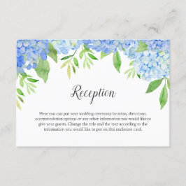 Carte D'accompagnement Blue Hydrangea Aquarelle Mariage Floral
