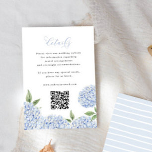 Carte D'accompagnement Blue Hydrangea Bloom Détails du script QR Code Pet