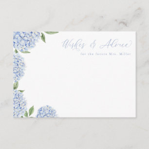 Carte D'accompagnement Blue Hydrangea Blooms Floral Advice Card