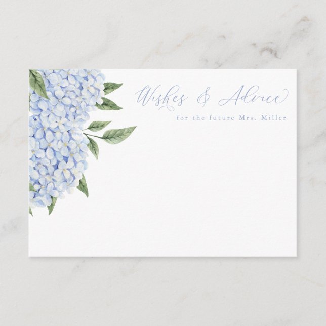 Carte D'accompagnement Blue Hydrangea Flower Blooms Floral Advice Card (Devant)