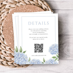 Carte D'accompagnement Blue Hydrangea Frame Detame Code QR