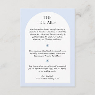 Carte D'accompagnement Blue Hydrangea Wedding Invite Details Card