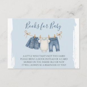 Carte D'accompagnement Blue Jean Baby shower Livres pour bébé