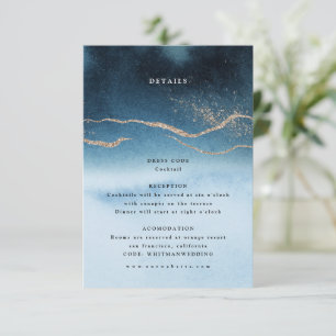 Carte D'accompagnement Blue Night Watercolor Paysage Détails du Mariage