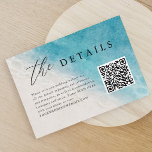Carte D'accompagnement Blue Ocean Beach Wedding QR Code Détails