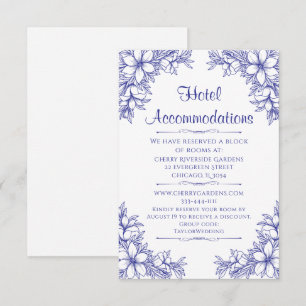 Carte D'accompagnement Blue Ornate Mariage Hôtel Hébergement