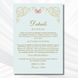 Carte D'accompagnement Blue Ornate Rococo Vintage Wedding Détails