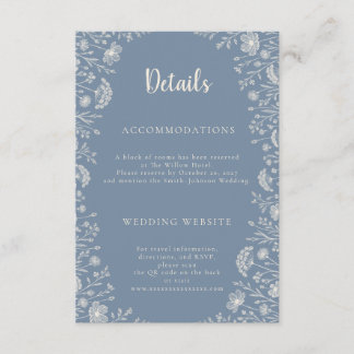 Carte D'accompagnement Blue Periwinkle Wildflower Wedding Details