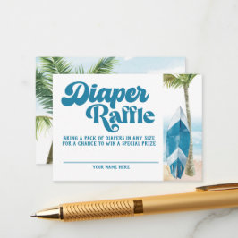 Carte D'accompagnement Blue Retro Baby à bord Surf Déchets Raffle