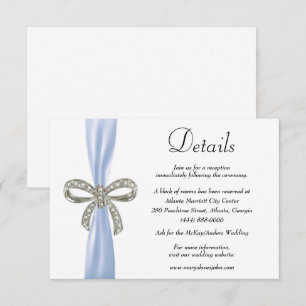 Carte D'accompagnement Blue Ribbon Diamond Bow Détails du Mariage