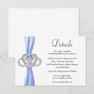 Carte D'accompagnement Blue Ribbon Infinity Heart Détails du Mariage
