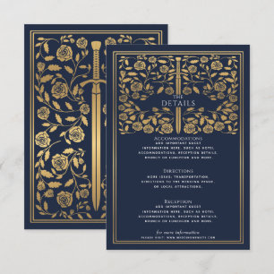 Carte D'accompagnement Blue Royal Medieval Sword Mariage Détails