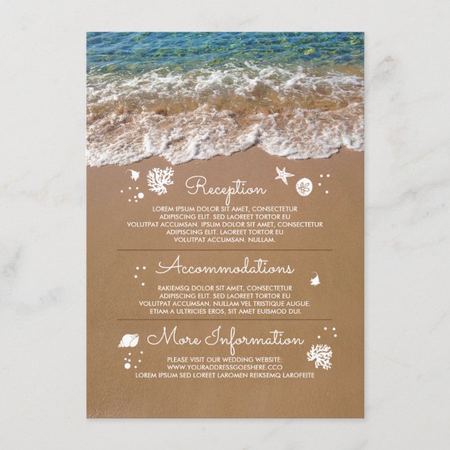Carte D'accompagnement Blue Sea Waves et Sand Beach Informations de maria (Devant)