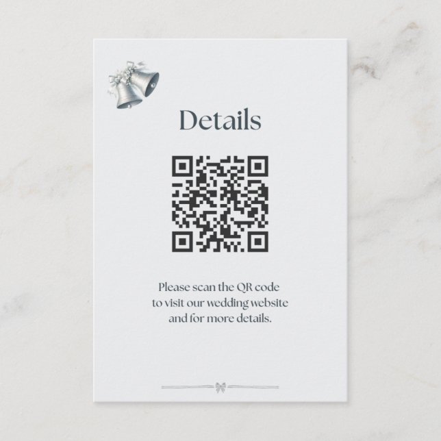 Carte D'accompagnement Blue Silver Wedding Bells Details Enclosure (Devant)