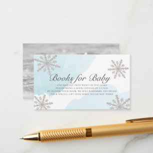 Carte D'accompagnement Blue Watercolor Silver Snowflakes Demande de réser
