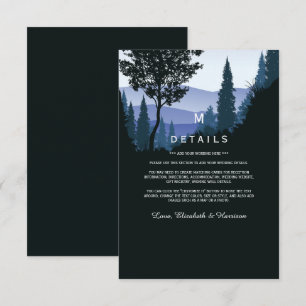 Carte D'accompagnement Blue Woodland Forest, Rustic Mariage Détails