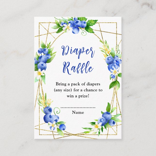 Carte D'accompagnement Blueberry Floral Baby Shower Diaper Raffle (Devant)