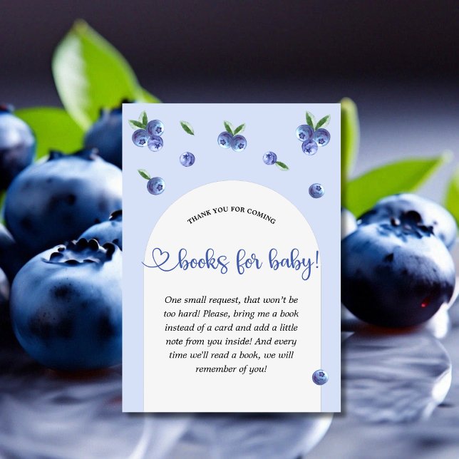 Carte D'accompagnement Blueberry Sweet Boy Baby shower Livres pour bébé (Blueberry Sweet Boy Baby Shower Books for Baby Enclosure Card)