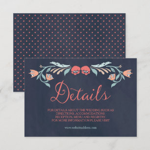 Carte D'accompagnement Bluish Chalkboard Elegant Floral Détails du Mariag