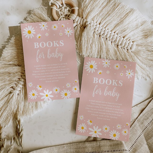 Carte D'accompagnement Blush Boho Daisy Flowers Livres pour Baby Girl (Créateur téléchargé)