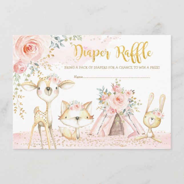 Carte D'accompagnement Blush Boho Tribal Woodland Animaux Déchets (Devant)