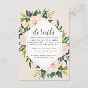 Carte D'accompagnement Blush Floral de Printemps   Enclosure de détails d