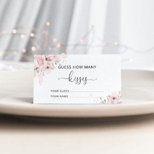 Carte D'accompagnement Blush floral devinez combien de baisers jeu nuptia