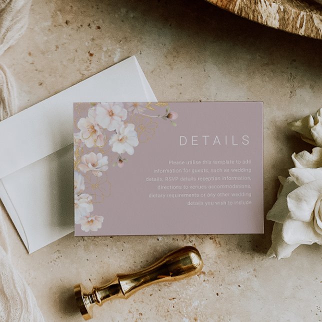 Carte D'accompagnement Blush & Gold Enchanted Dusty Rose Détails du Maria (Créateur téléchargé)