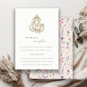 Carte D'accompagnement Blush Gold Floral Ganesh Réception de mariage indi