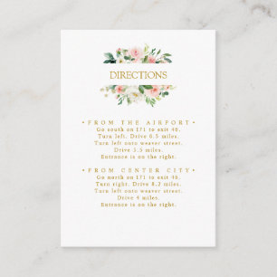 Carte D'accompagnement Blush moderne Direction MARIAGE des fleurs d'or