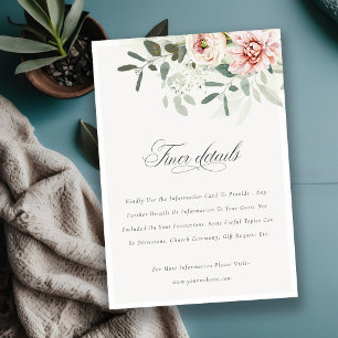 Carte D'accompagnement Blush Peonies Eucalyptus Foliage Détails du Mariag