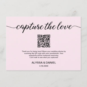 Carte D'accompagnement Blush Pink Capturez l'amour QR code photo mariage