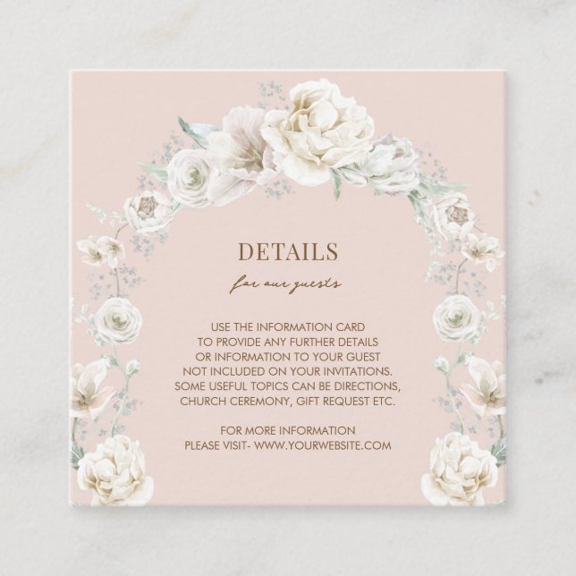 Carte D'accompagnement Blush Pink Floral Dream Détails du Mariage (Devant)