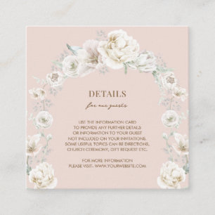 Carte D'accompagnement Blush Pink Floral Dream Détails du Mariage