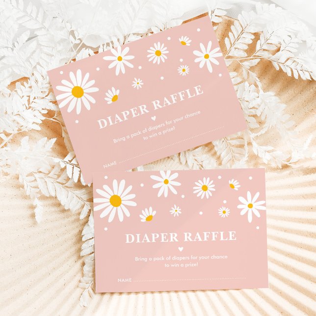 Carte D'accompagnement Blush Rose Boho Daisy Floral Diaper Raffle Baby (Créateur téléchargé)