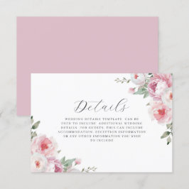 Carte D'accompagnement Blush & Rose Botanique Floral Détails du Mariage