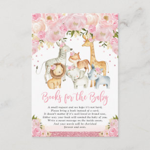 Carte D'accompagnement Blush Rose Floral Safari Animaux Livres pour bébé