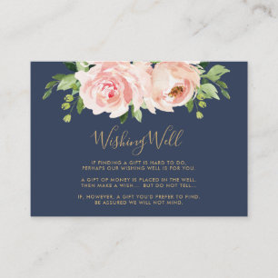 Carte D'accompagnement Blush rose Marine Floral Mariage Wishing well