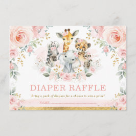 Carte D'accompagnement Blush Safari Jungle Baby Girl Douche Déchets Raffl