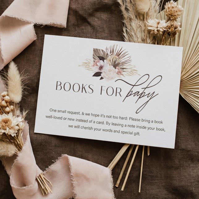 Carte D'accompagnement Bohème Aquarelle Floral Livres Pour Baby shower (Books for Baby Boho Watercolor Floral Baby Shower Enclosure Card)