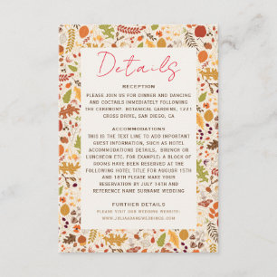 Carte D'accompagnement Bohème séché Rustique Floral Automne Falls Mariage