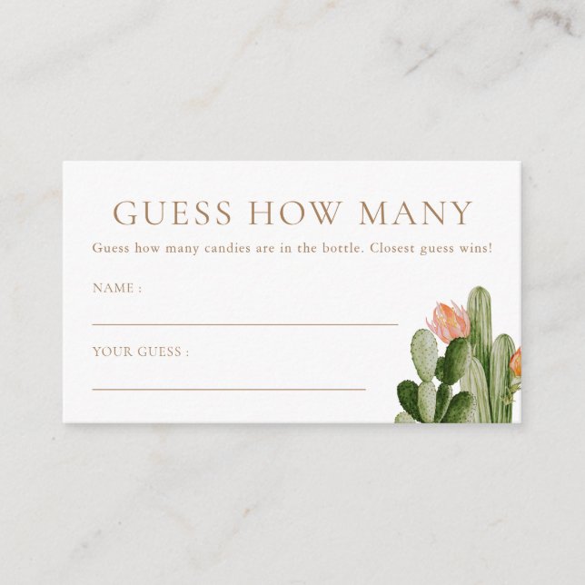 Carte D'accompagnement Bohemian Cactus Devine Combien De Cardsa (Devant)