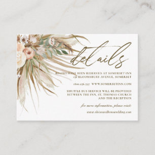 Carte D'accompagnement Bohemian Pampas Grass Tones Earthy Détails du Mari