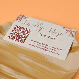 Carte D'accompagnement Bohemian Wedding RSVP Site En Ligne Avec Code QR
