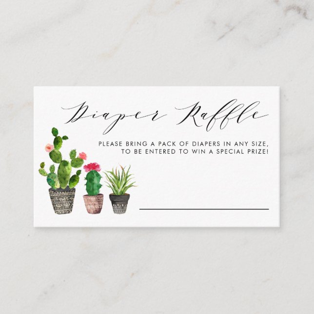 Carte D'accompagnement Boho Aquarelle Poted Cactus Diaper Jeu (Devant)